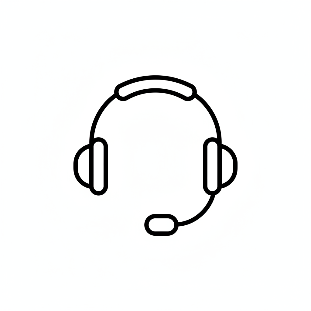 generate a black and white "customer care" icon with no writing